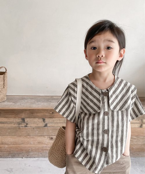 aimoha(aimoha（アイモハ）)/aimoha－KIDS－ 韓国子供服　ビッグカラーストライプ柄シャツ/img21