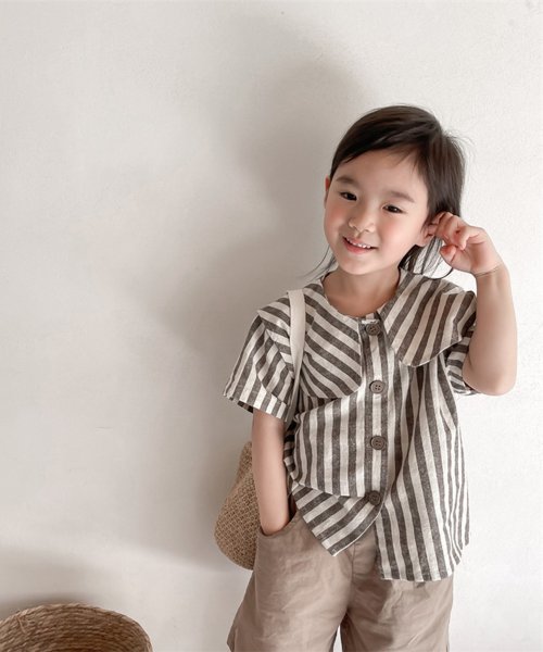 aimoha(aimoha（アイモハ）)/aimoha－KIDS－ 韓国子供服　ビッグカラーストライプ柄シャツ/img24