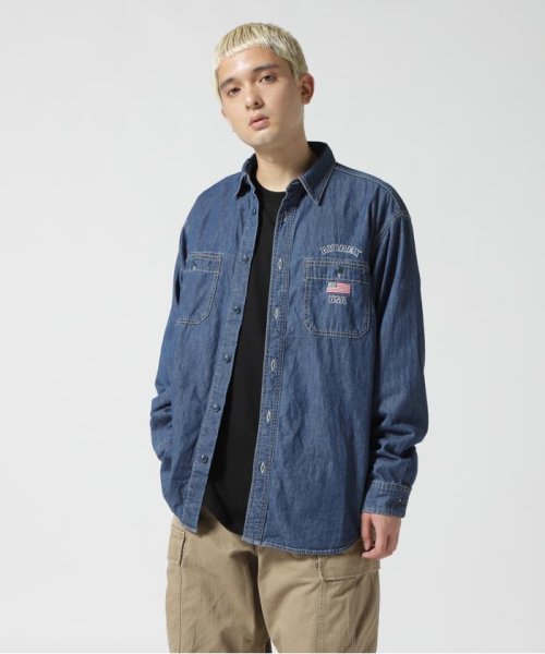 AVIREX(AVIREX)/《REBUILD COLLECTION》バーシティー 長袖 デニムシャツ / L/S VARSITY DENIM SHIRT/img16