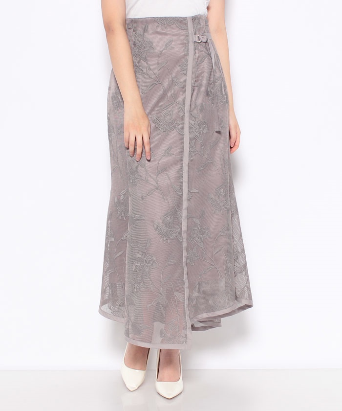 メッシュ刺繍スカート(10023465N) | リランドチュール(Rirandture