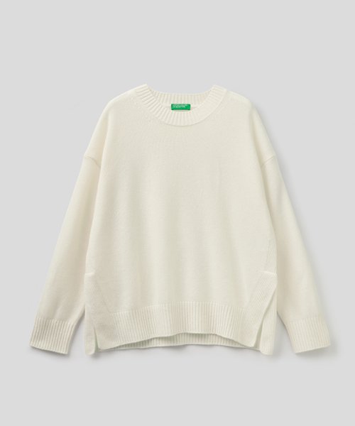 BENETTON (women)(ベネトン（レディース）)/ウールクルーネックサイドスリットドロップショルダーニット・セーター/img27