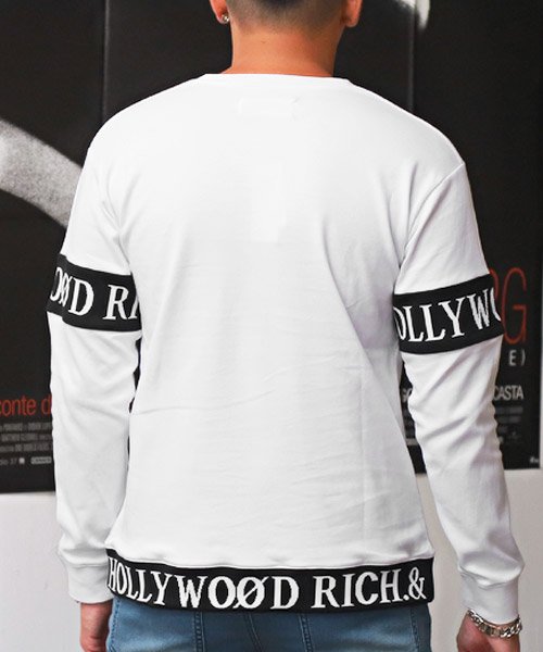LUXSTYLE(ラグスタイル)/Hollywood rich.& ジャガードリブ刺繍ロンT/ロンT メンズ 長袖Tシャツ ジャガード 刺繍 星 スター/img01