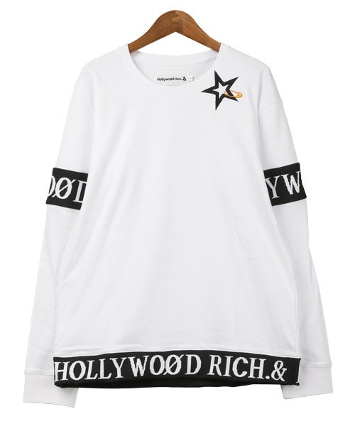 LUXSTYLE(ラグスタイル)/Hollywood rich.& ジャガードリブ刺繍ロンT/ロンT メンズ 長袖Tシャツ ジャガード 刺繍 星 スター/img05