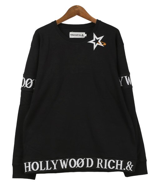 LUXSTYLE(ラグスタイル)/Hollywood rich.& ジャガードリブ刺繍ロンT/ロンT メンズ 長袖Tシャツ ジャガード 刺繍 星 スター/img06