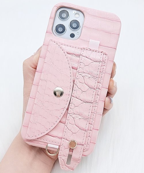 Lace Ladies(レースレディース)/クロコ型押しストラップベルトカードホルダー付iPhoneケース/img04