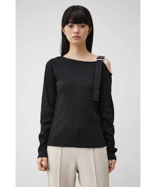 AZUL by moussy(アズールバイマウジー)/ONE SHOULDER BELT RIB TOPS/img04