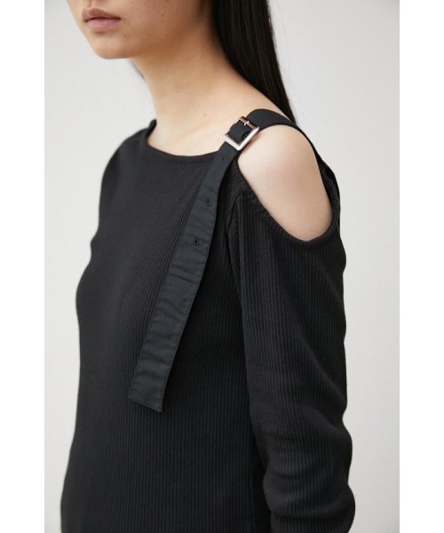 AZUL by moussy(アズールバイマウジー)/ONE SHOULDER BELT RIB TOPS/img07