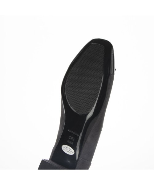 【3E】ローヒールスクエアパンプス 3E 本革