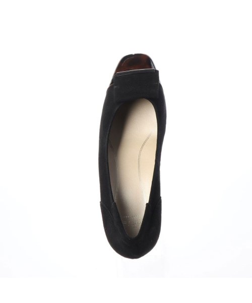 【3E】ローヒールスクエアパンプス 3E 本革