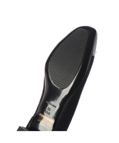 【3E】ローヒールスクエアパンプス 3E 本革