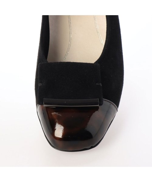 【3E】ローヒールスクエアパンプス 3E 本革