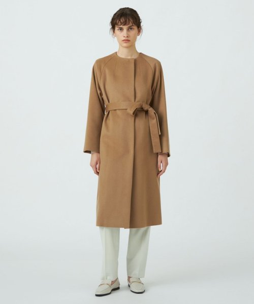 ピュアカシミヤ ノーカラーコート 