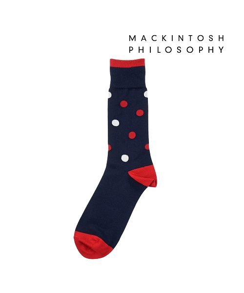 MACKINTOSH PHILOSOPHY(マッキントッシュフィロソフィー)/福助 公式 靴下 メンズ MACKINTOSH PHILOSOPHY (マッキントッシュフィロソフィー) マルチドット クルー丈 2m380<br>25－27c/img01