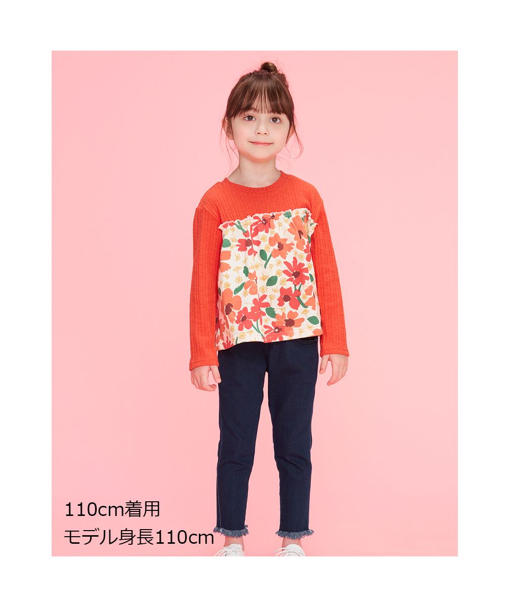 【子供服】 Caldia (カルディア) お花柄切替チュニックTシャツ 100cm～140cm A56620