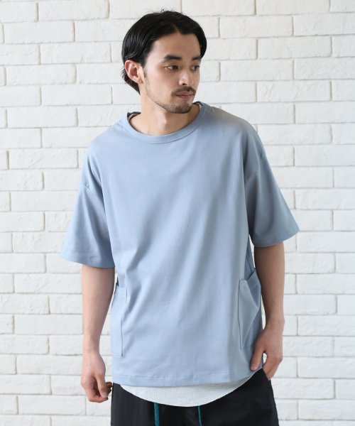 ALWAYS GOOD TIME NEW BASIC STORE(オールウェイグッドタイムニューベーシックストア)/【ＯＲＧＡＮＩＣ　ＣＯＴＴＯＮ】ドロップショルダーダブルポケットスムースＴシャツ×オーガニックコットンワッフルタンクトップ　リアルレイヤードアンサンブルＴシャツ/img41