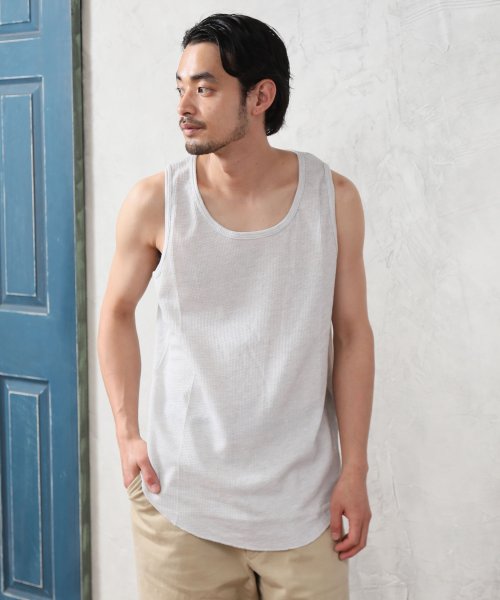 ALWAYS GOOD TIME NEW BASIC STORE(オールウェイグッドタイムニューベーシックストア)/【ＯＲＧＡＮＩＣ　ＣＯＴＴＯＮ】ドロップショルダーダブルポケットスムースＴシャツ×オーガニックコットンワッフルタンクトップ　リアルレイヤードアンサンブルＴシャツ/img55