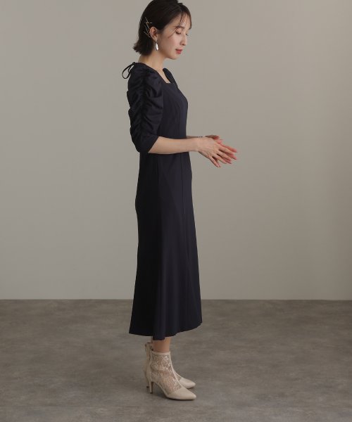 スクエアネックバックシャンワンピース 結婚式 パーティードレス 結婚式