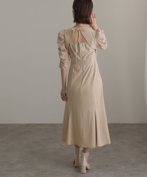 スクエアネックバックシャンワンピース 結婚式 パーティードレス 結婚式