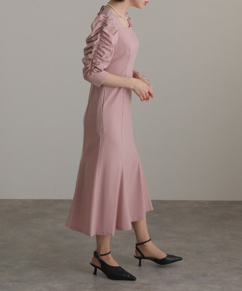 スクエアネックバックシャンワンピース 結婚式 パーティードレス 結婚式