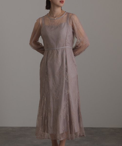 総レースバックリボンワンピース 結婚式 パーティードレス 結婚式 C1435994695(10992円)