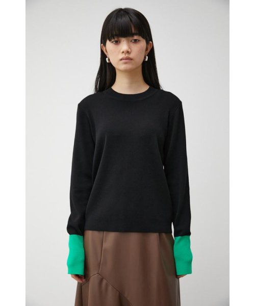 AZUL by moussy(アズールバイマウジー)/COLOR CUFF BLOCK KNIT TOPS/img04