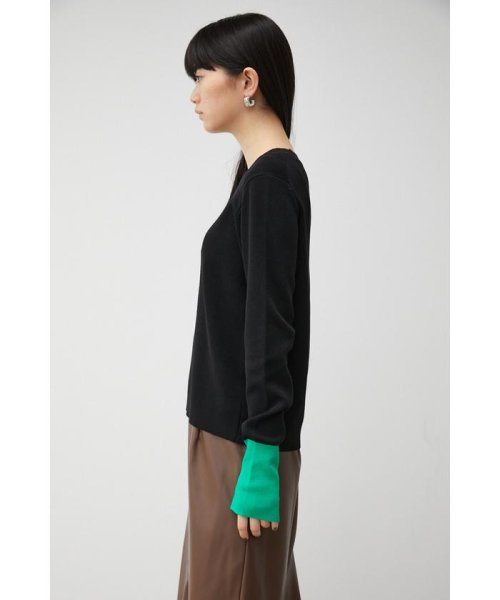 AZUL by moussy(アズールバイマウジー)/COLOR CUFF BLOCK KNIT TOPS/img05