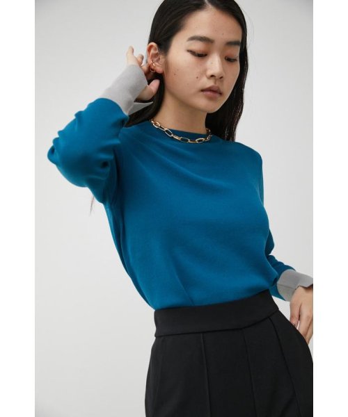 AZUL by moussy(アズールバイマウジー)/COLOR CUFF BLOCK KNIT TOPS/img19