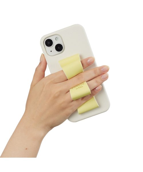 LANVIN en Bleu(Smartphone case)(ランバンオンブルー（スマホケース）)/Slim Wrap Case Stand & Ring Ribbon for iPhone 14 [ Vintage White/Lemon Yellow ]/img06