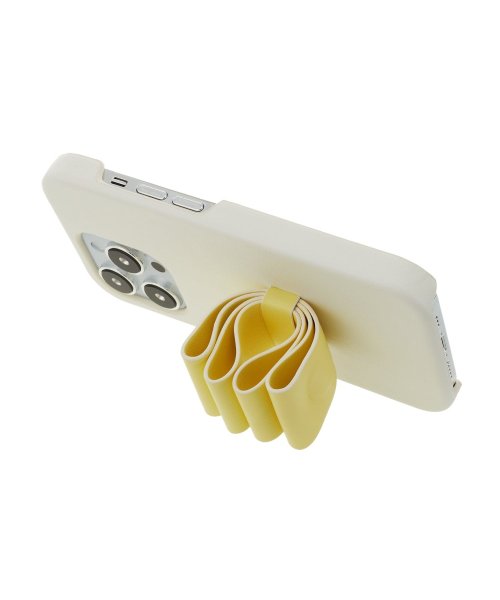 LANVIN en Bleu(Smartphone case)(ランバンオンブルー（スマホケース）)/Slim Wrap Case Stand & Ring Ribbon for iPhone 14 Pro[Vintage White/Lemon Yellow]/img04