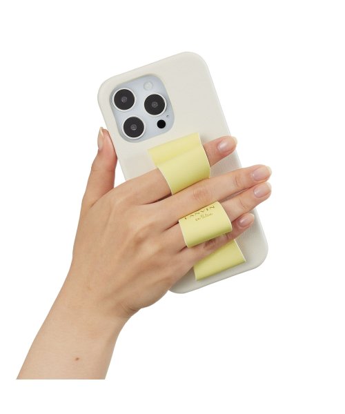 LANVIN en Bleu(Smartphone case)(ランバンオンブルー（スマホケース）)/Slim Wrap Case Stand & Ring Ribbon for iPhone 14 Pro[Vintage White/Lemon Yellow]/img06