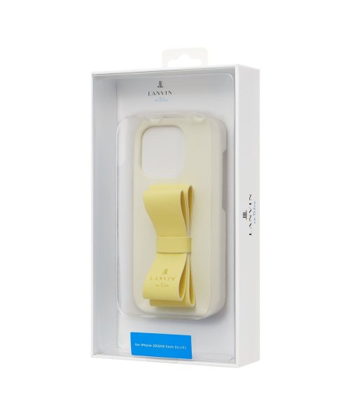 LANVIN en Bleu(Smartphone case)(ランバンオンブルー（スマホケース）)/Slim Wrap Case Stand & Ring Ribbon for iPhone 14 Pro[Vintage White/Lemon Yellow]/img07