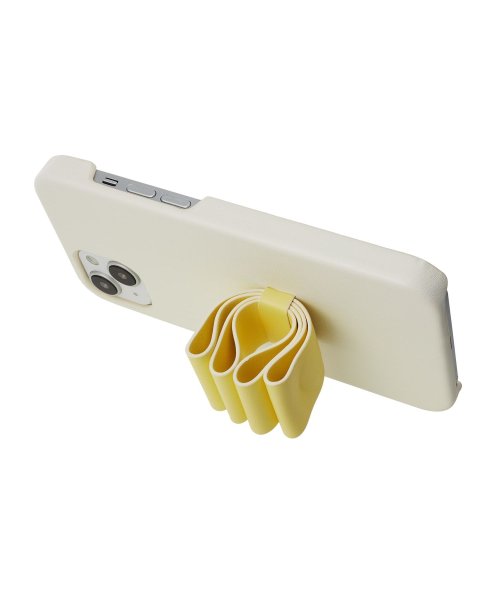 LANVIN en Bleu(Smartphone case)(ランバンオンブルー（スマホケース）)/Slim Wrap Case Stand & Ring Ribbon for iPhone14 Plus[Vintage White/Lemon Yellow]/img04