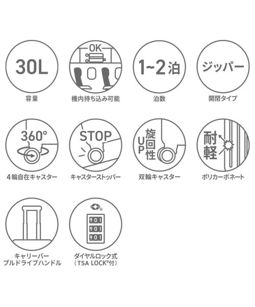 HaNT(ハント)/ハント スーツケース HaNT アワーズ OURS 30L Sサイズ キャリーケース ファスナー 機内持込み 1泊 2泊 小型 キャスターストッパー 06751/img03