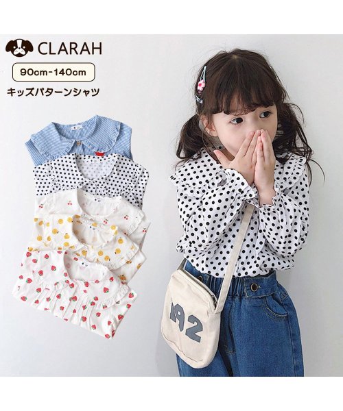 CLARAH　kids(クララキッズ)/キッズ シャツ ブラウス フリル フルーツ ストライプ 子供服 ガールズ 春 秋 トップス /img02