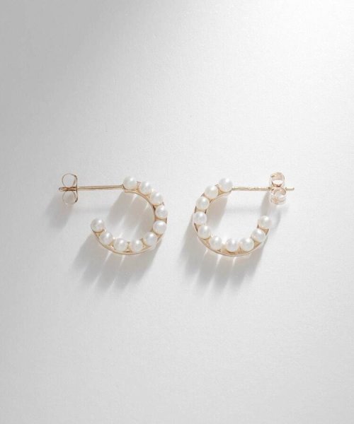 K10パールダブルロウ フープピアス 