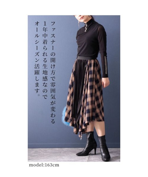 Sawa a la mode(サワアラモード)/プリーツ覗くチェック模様のアシメスカート/img06