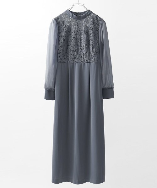 結婚式 ワンピース パーティードレス レース ハイネック シンプル コクーン レトロ クラシカル キャミ ビスチェ レイヤード ロング 透け感 長袖 袖あり オ 商品説明niana ニアナ クラシカルな雰囲気になるハイネックデザイン。身頃部分だけレースを使用し、上品な印象 MYK1486710231 (11440円)