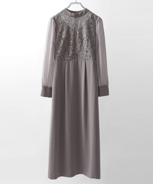 結婚式 ワンピース パーティードレス レース ハイネック シンプル コクーン レトロ クラシカル キャミ ビスチェ レイヤード ロング 透け感 長袖 袖あり オ 商品説明niana ニアナ クラシカルな雰囲気になるハイネックデザイン。身頃部分だけレースを使用し、上品な印象 MYK1486710231 (11440円)