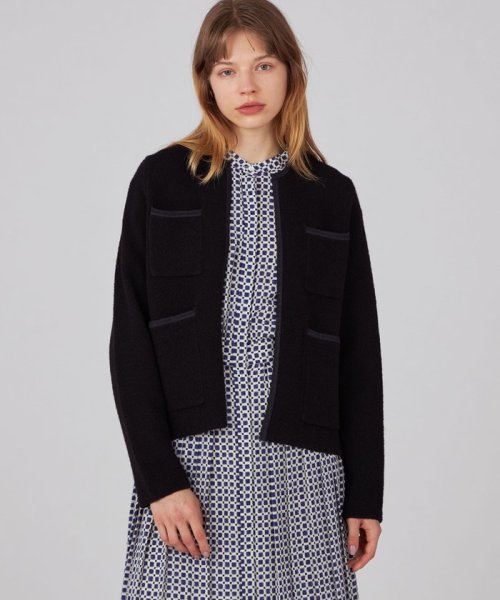 ウールナイロンブークレー フロントオープンカーディガン ウールナイロンブークレー フロントオープンカーディガン B1848742966(14300円)