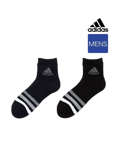 Adidas(アディダス)/福助 公式 靴下 メンズ adidas(アディダス) 裏起毛 総パイル ショート丈 2足組 06588w<br>24－26cm その他 紳士 男性 フクスケ f/img01