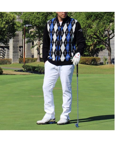 TopIsm(トップイズム)/ゴルフ ニット メンズ ゴルフウェア セーター GIORNO SEVEN ジョルノセブン アーガイル柄 ブルゾン ジャケット フルジップアップ ロゴ刺繍  トッ/img05