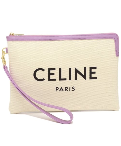 CELINE(セリーヌ)/セリーヌ ポーチ リストレット クラッチバッグ ロゴ ホワイト パープル レディース CELINE 10E632ECW 32MV/img01