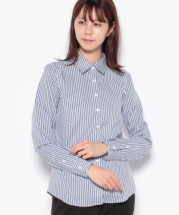 ノンアイロン スーピマコットンストレッチ ベンガルストライプ ドレスシャツ Fitted Fit
