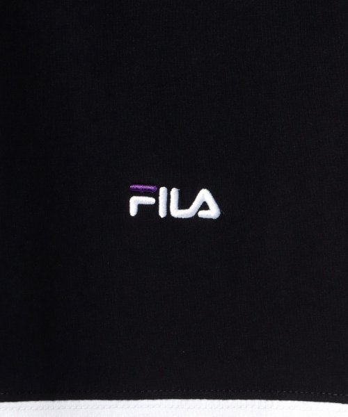 LAZAR(ラザル)/【Lazar】FILA/フィラ 別注 ビッグシルエット ロゴ ワンポイント刺繍 袖プリント/バイカラー ロングスリーブ Tシャツ メンズ レディース 長袖 /img05