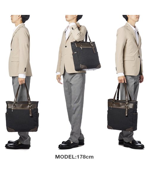 タケオキクチ トートバッグ ビジネストートバッグ メンズ ブランド ファスナー付き 縦型 肩掛け 日本製 A4 B4 TAKEO KIKUCHI 723701 ×2　　　　　 TAKEO 前面 ファスナーポケット　　　　　 水が中に染み込むことがなく