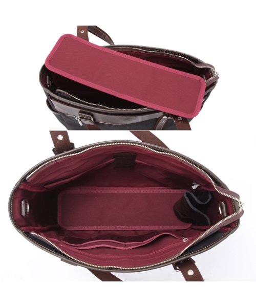 タケオキクチ トートバッグ ビジネストートバッグ メンズ ブランド ファスナー付き 縦型 肩掛け 日本製 A4 B4 TAKEO KIKUCHI 723701 ×2　　　　　 TAKEO 前面 ファスナーポケット　　　　　 水が中に染み込むことがなく