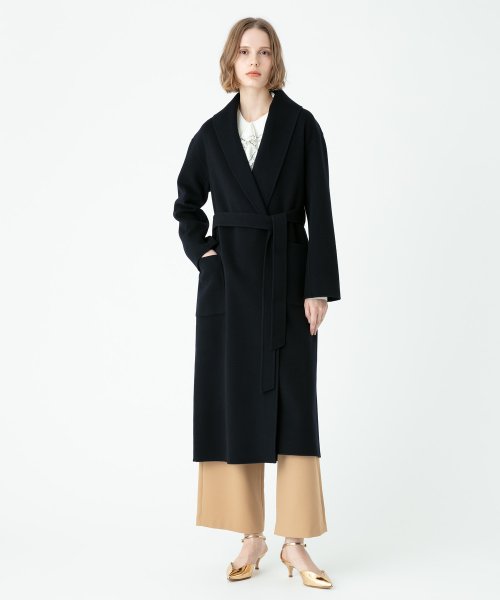 カシミヤ混リバーショールカラーコート 