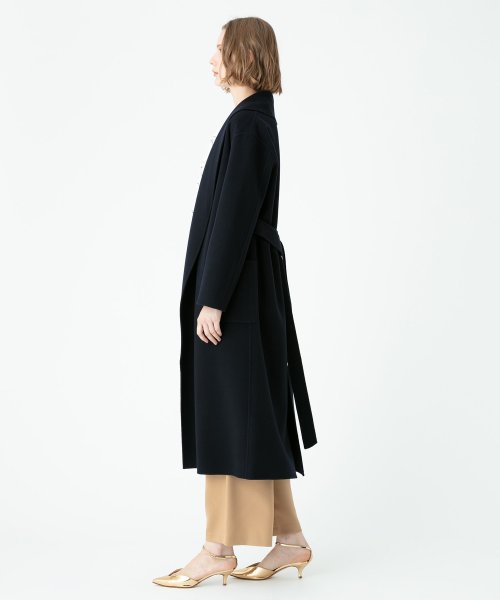 カシミヤ混リバーショールカラーコート 