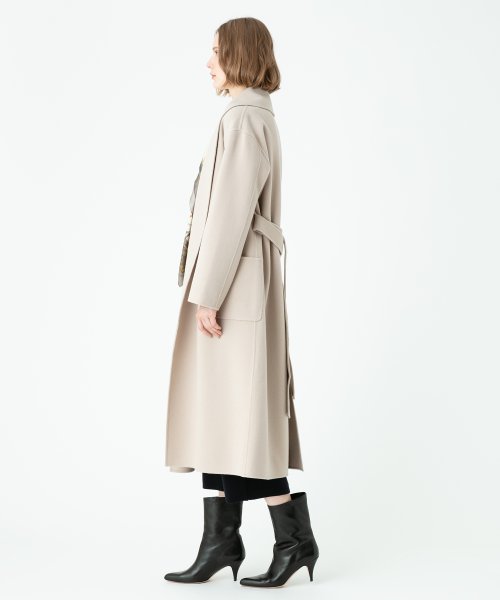 カシミヤ混リバーショールカラーコート 