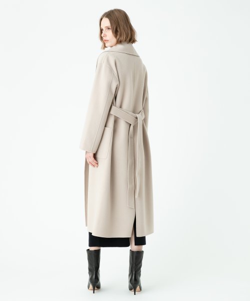 カシミヤ混リバーショールカラーコート 